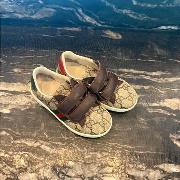 Gucci Kids Brown Velcro Sneakers